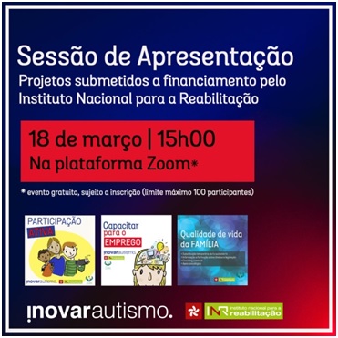 18.03.2021 Apresentação dos Projetos Submetidos a Co-Financiamento pelo Instituto Nacional de Reabilitação em 2021