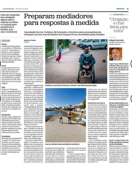Inovar Autismo em destaque no Jornal de Notícias