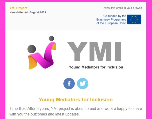 Newsletter do projeto Young Mediators for Inclusion