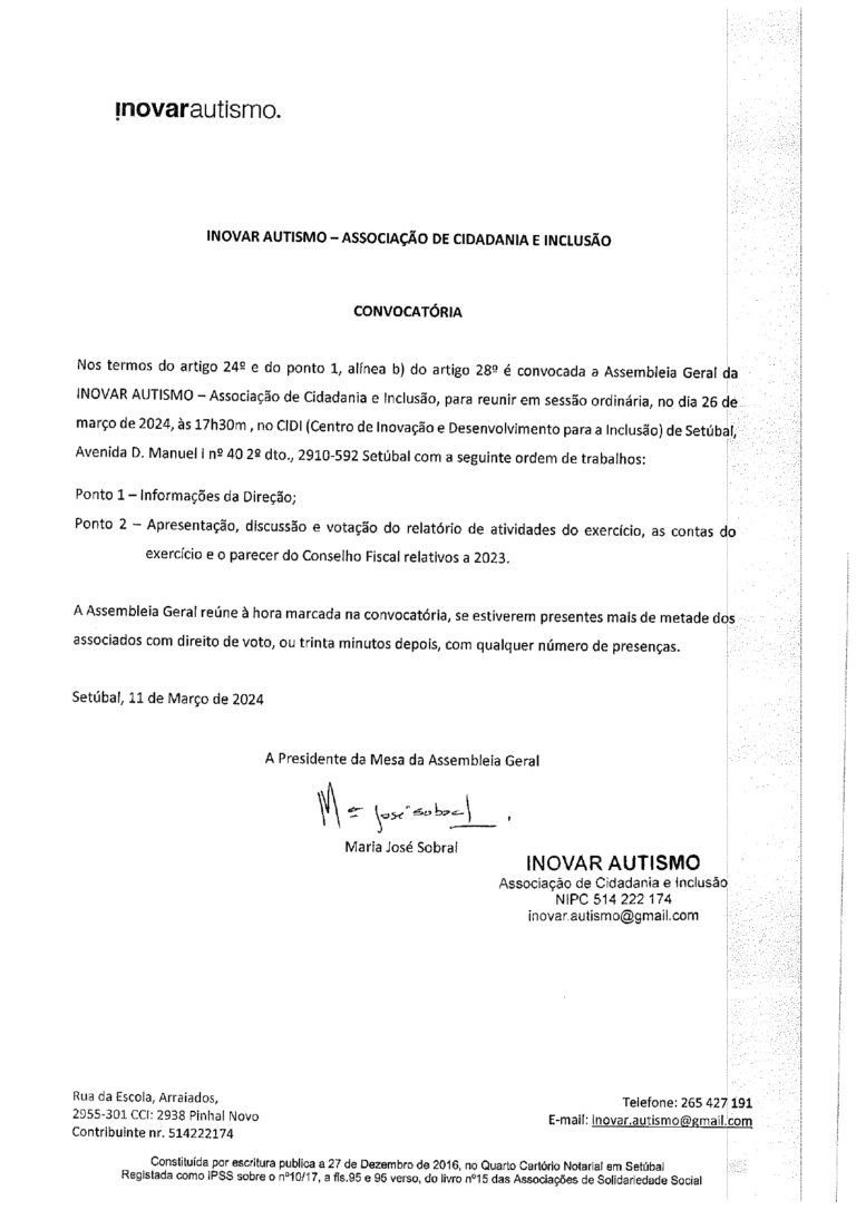 Convocatória da Assembleia Geral 2024
